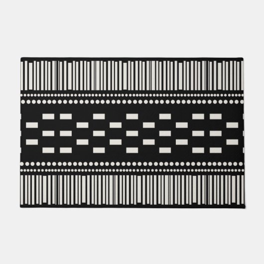 Paillasson Boho Lignes Scandinaves Points Noir Blanc (Devant)