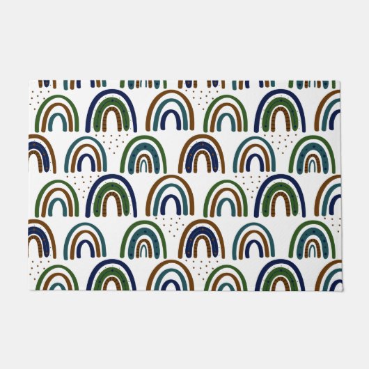 Paillasson Boho Rainbows bleu vert et Brown (Devant)