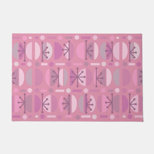 Paillasson Boho Retro Bowls Lignes Rose (Devant)