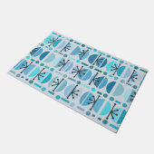 Paillasson Boho Retro Bowls Lignes Turquoise (Incliné)