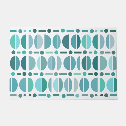 Paillasson Boho Retro Bowls Motif Turquoise (Devant)
