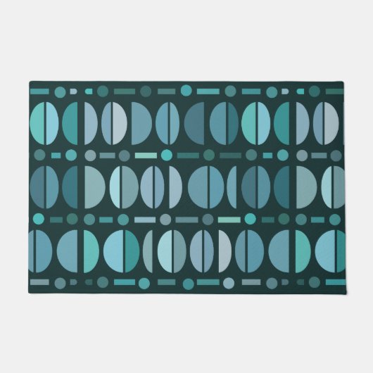 Paillasson Boho Retro Bowls Motif Turquoise (Devant)