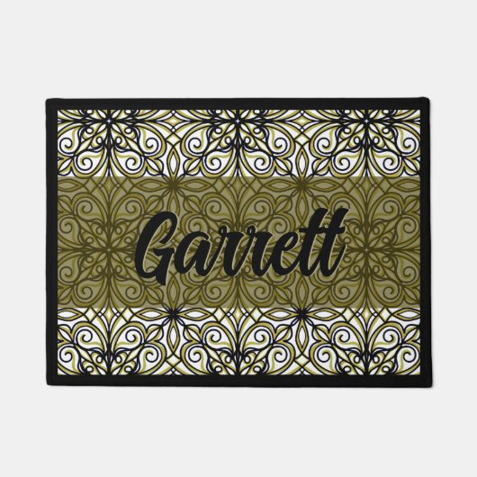 Paillasson Boho vert et noir (Devant)