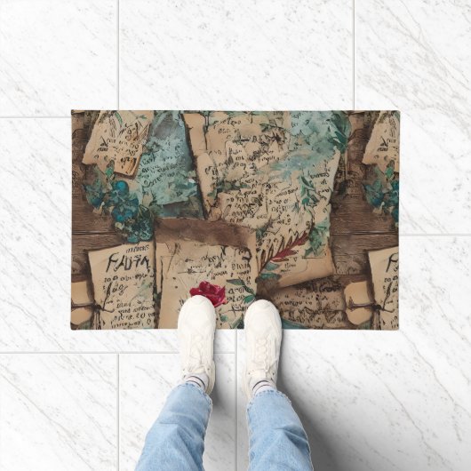 Paillasson Bois cool et vieux papier Style art rustique (Intérieur)