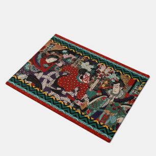 Paillasson Bois de graveur samouraï de guerriers de Kabuki