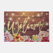 Paillasson Bois Floral Chaîne Lumières Or Script Welcome Mats (Devant)