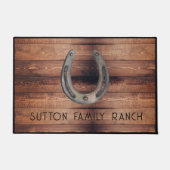 Paillasson Bois rustique Nom de famille Chaussure à cheval (Devant)