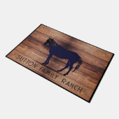 Paillasson Bois rustique Nom de famille Cheval Silhouette (Incliné)