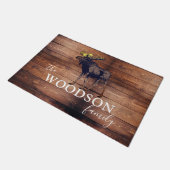 Paillasson Bois rustique Nom de famille Moose de marche (Incliné)
