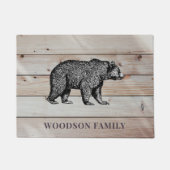 Paillasson Bois rustique Nom de famille Ours de marche (Devant)