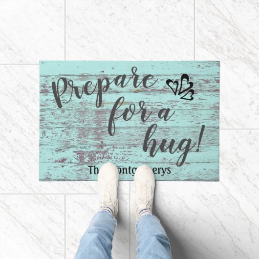 Paillasson Bois Rustique Nom Personnalisé Fun Préparer Pour U (Intérieur)