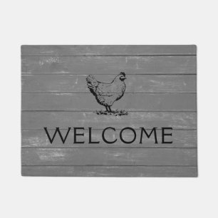 Paillasson Bois rustique - poulet