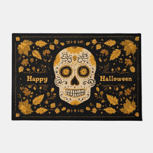 Paillasson Bold Orange Happy Halloween Skull (Devant)