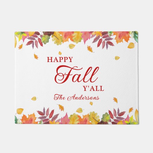 Paillasson Bon automne Y'all Feuilles d'automne (Devant)