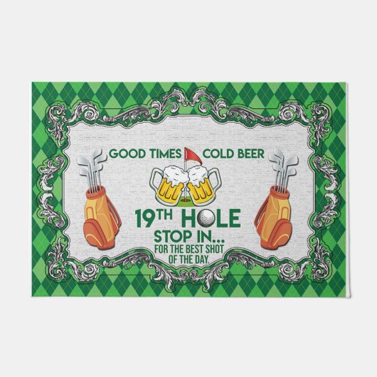 Paillasson Bon Temps Froid Bière Drôle Mat, Golf (Devant)