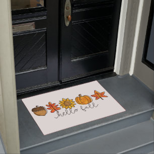 Paillasson Bonjour Automne Acorn Sunflower Feuilles et Citrou