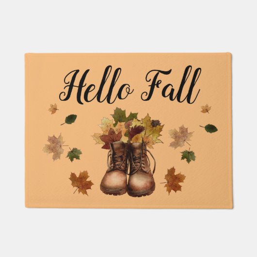 Paillasson Bonjour Automne Bienvenue Orange Doormat (Devant)