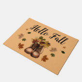 Paillasson Bonjour Automne Bienvenue Orange Doormat (Incliné)