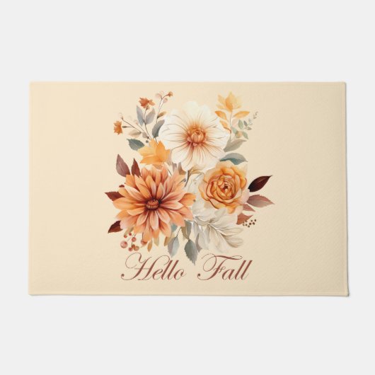 Paillasson Bonjour automne Watercolor fleurs sauvages feuille (Devant)