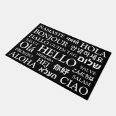 Paillasson Bonjour dans différentes langues noir blanc élégan (Incliné)
