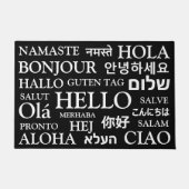 Paillasson Bonjour dans différentes langues noir blanc élégan (Devant)