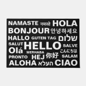 Paillasson Bonjour dans différentes langues noir blanc modern (Devant)