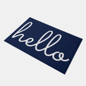 Paillasson Bonjour élégant Script moderne bleu marine (Incliné)
