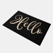 Paillasson Bonjour élégant script noir neutre brun (Incliné)