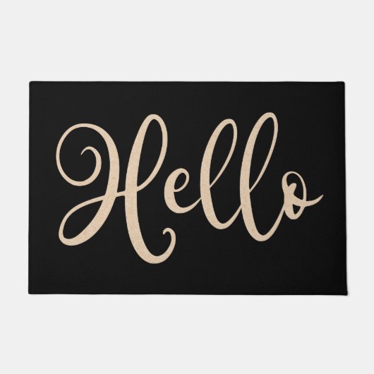 Paillasson Bonjour élégant script noir neutre brun (Devant)