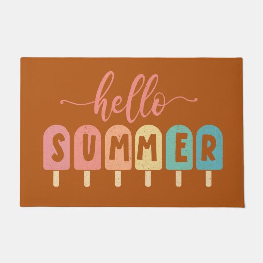Paillasson Bonjour été Pastel Rainbow Popsicles Glacière (Devant)