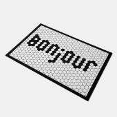 Paillasson Bonjour Faux Hex Tile Black & White (Incliné)