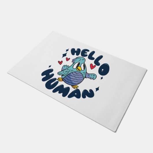 Paillasson Bonjour humain mignon oiseau (Incliné)