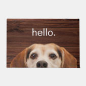 Paillasson Bonjour mignon Beagle chien visage foncé bois fonc (Devant)