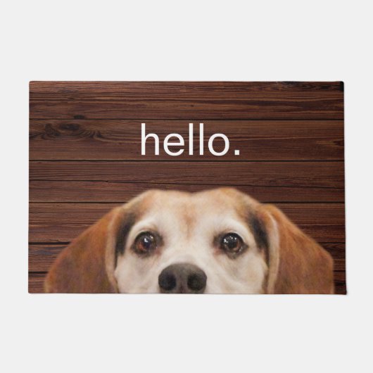 Paillasson Bonjour mignon Beagle chien visage foncé bois fonc (Devant)