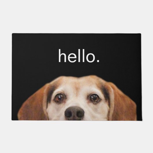 Paillasson Bonjour mignon Beagle Dog Face Noir (Devant)