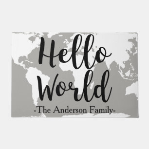Paillasson Bonjour nom de famille marqué avec des lettres pa