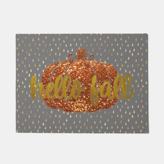 Paillasson Bonjour Parties scintillant Automne Citrouille + M (Devant)
