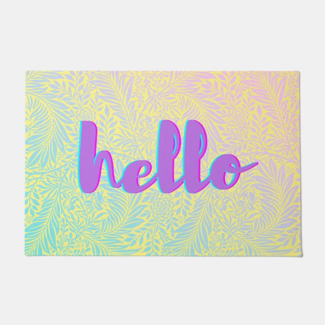 Paillasson Bonjour Pastel Leaf Motif Boho Door Mat (Devant)
