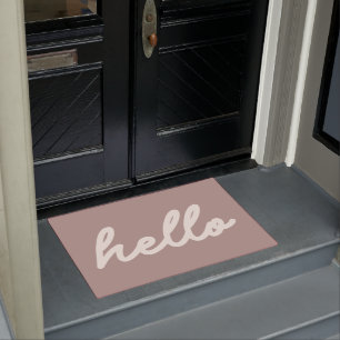 Paillasson Bonjour Simple Mini-Lettrage de script Mauve