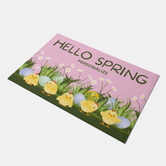 Paillasson Bonjour Spring Porte personnalisée (Incliné)