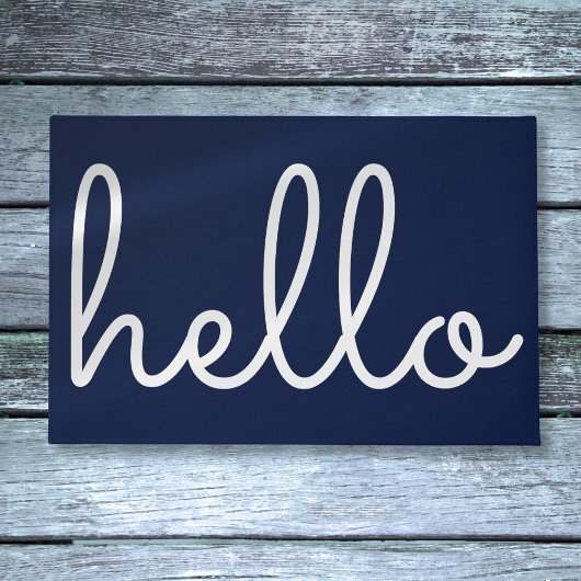 Paillasson Bonjour Stylish Modern Script Bleu Marine