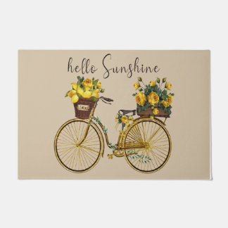 Paillasson Bonjour Sunshine Fleur Jaune mat de porte de vélo