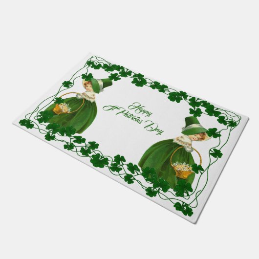 Paillasson Bonne St Patrick's Day Petite fille Shamrocks chan (Incliné)