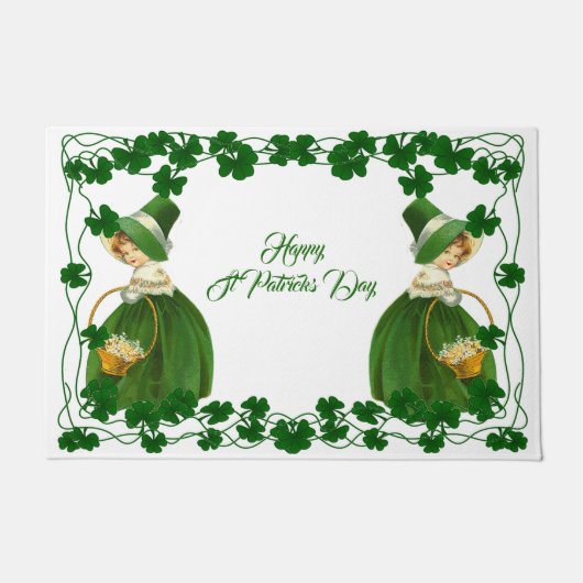 Paillasson Bonne St Patrick's Day Petite fille Shamrocks chan (Devant)