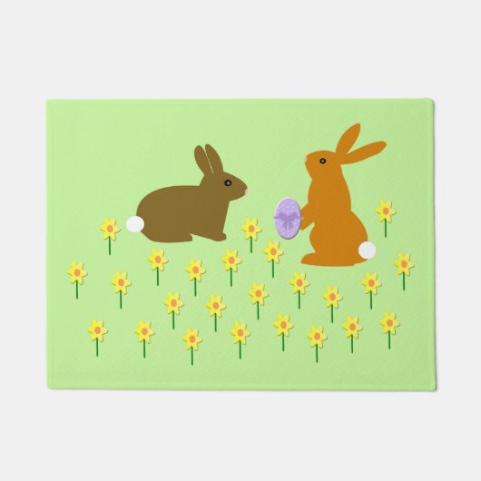 Paillasson Bonnets de Pâques et jonquilles (Devant)