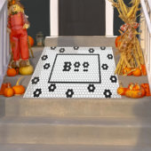 Paillasson Boo Amusement Halloween Hex Tile Design noir et bl