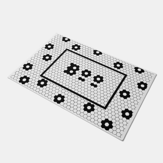 Paillasson Boo Amusement Halloween Hex Tile Design noir et bl (Incliné)
