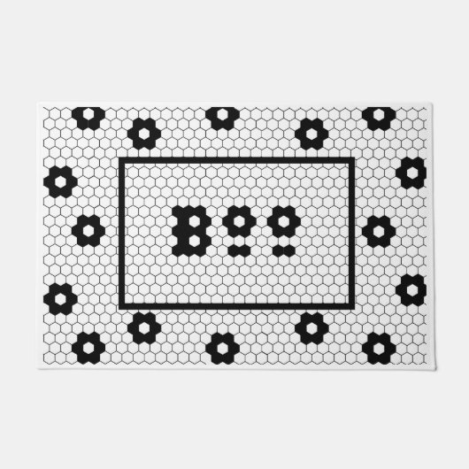 Paillasson Boo Amusement Halloween Hex Tile Design noir et bl (Devant)