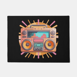 Paillasson Boombox retro coloré des années 80 avec un coup de