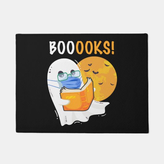 Paillasson Boooks Halloween Ghost reading books and wearing (Devant)